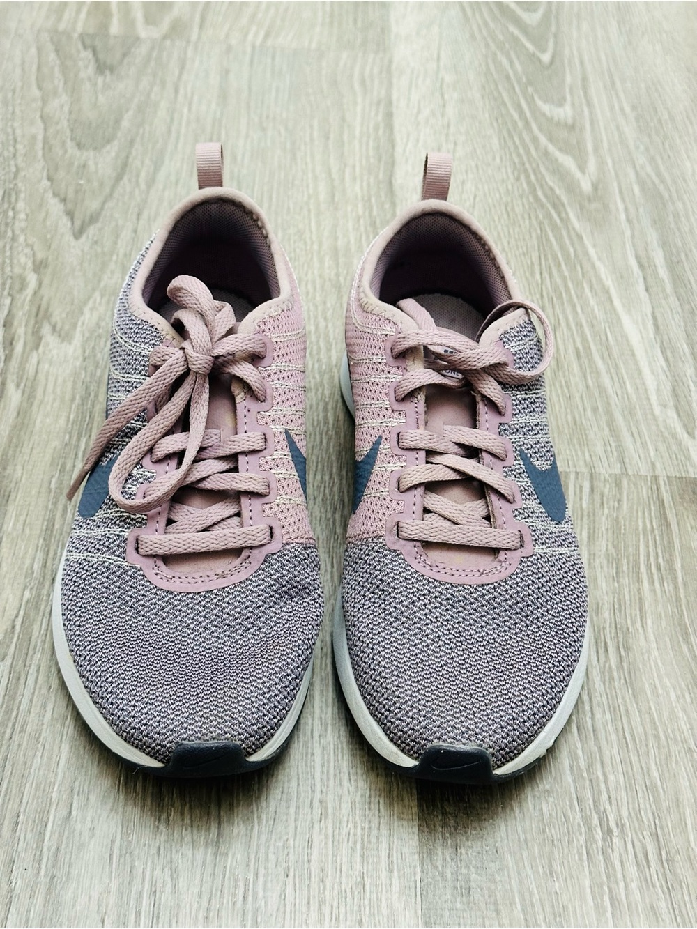Nike Rose Pink and Gray Knit Running Sneakers Size 6